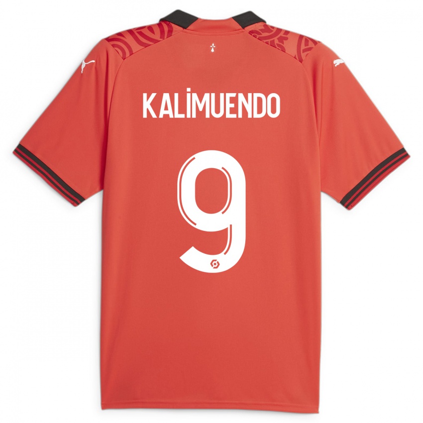 Enfant Maillot Arnaud Kalimuendo #9 Rouge Tenues Domicile 2023/24 T-Shirt Belgique