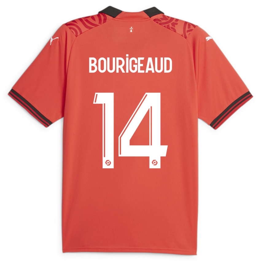 Enfant Maillot Benjamin Bourigeaud #14 Rouge Tenues Domicile 2023/24 T-Shirt Belgique