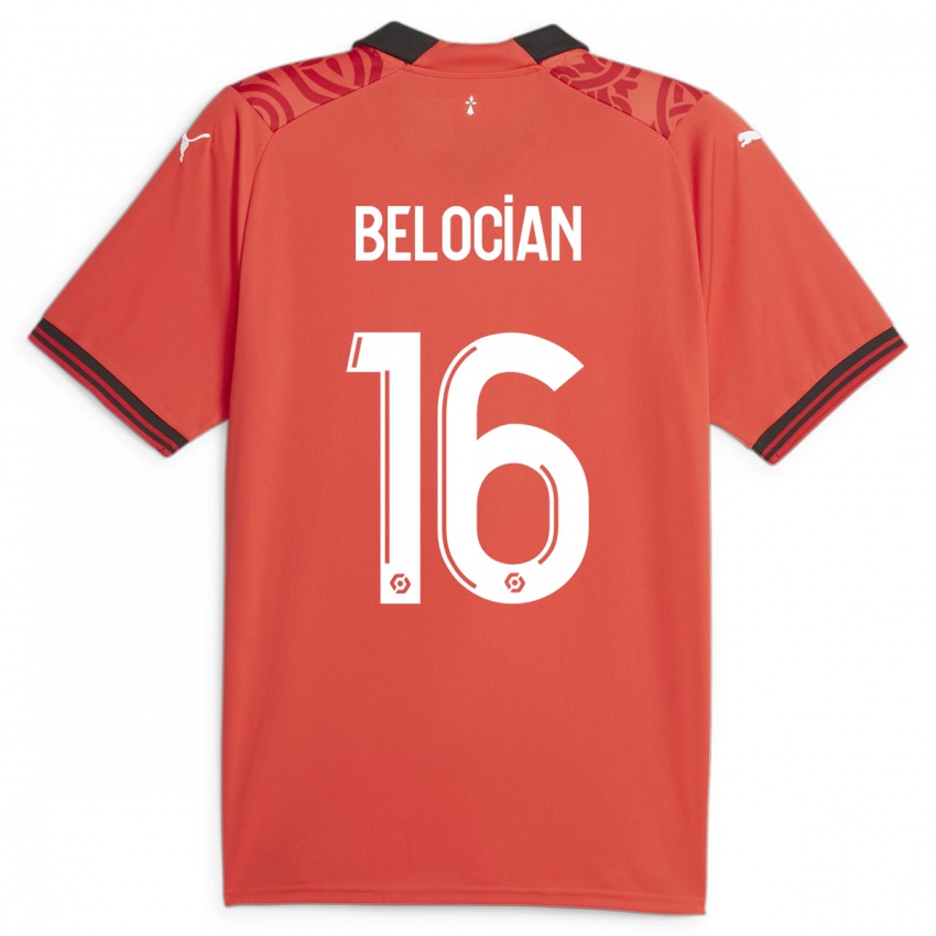 Enfant Maillot Jeanuël Belocian #16 Rouge Tenues Domicile 2023/24 T-Shirt Belgique