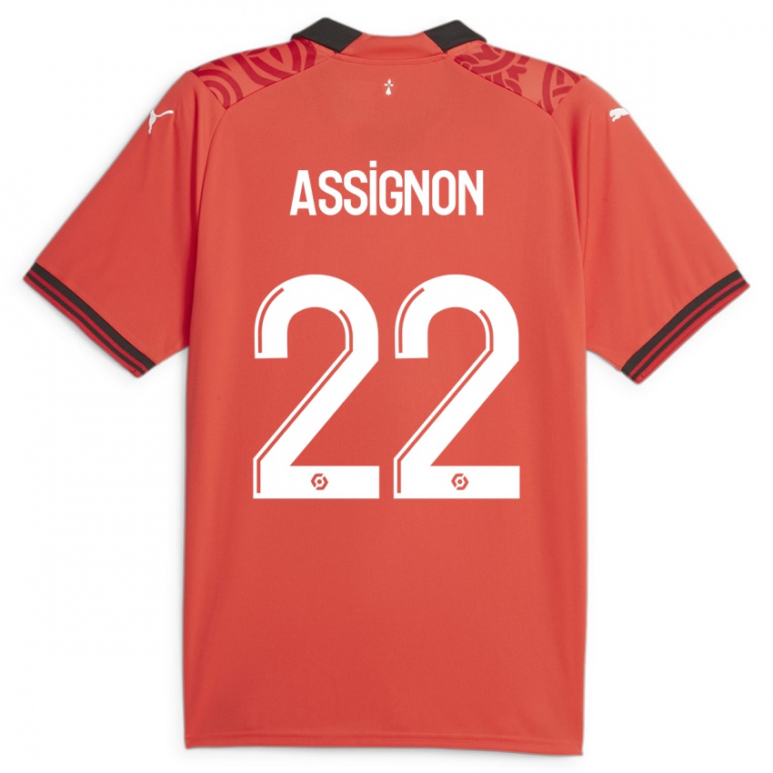Enfant Maillot Lorenz Assignon #22 Rouge Tenues Domicile 2023/24 T-Shirt Belgique