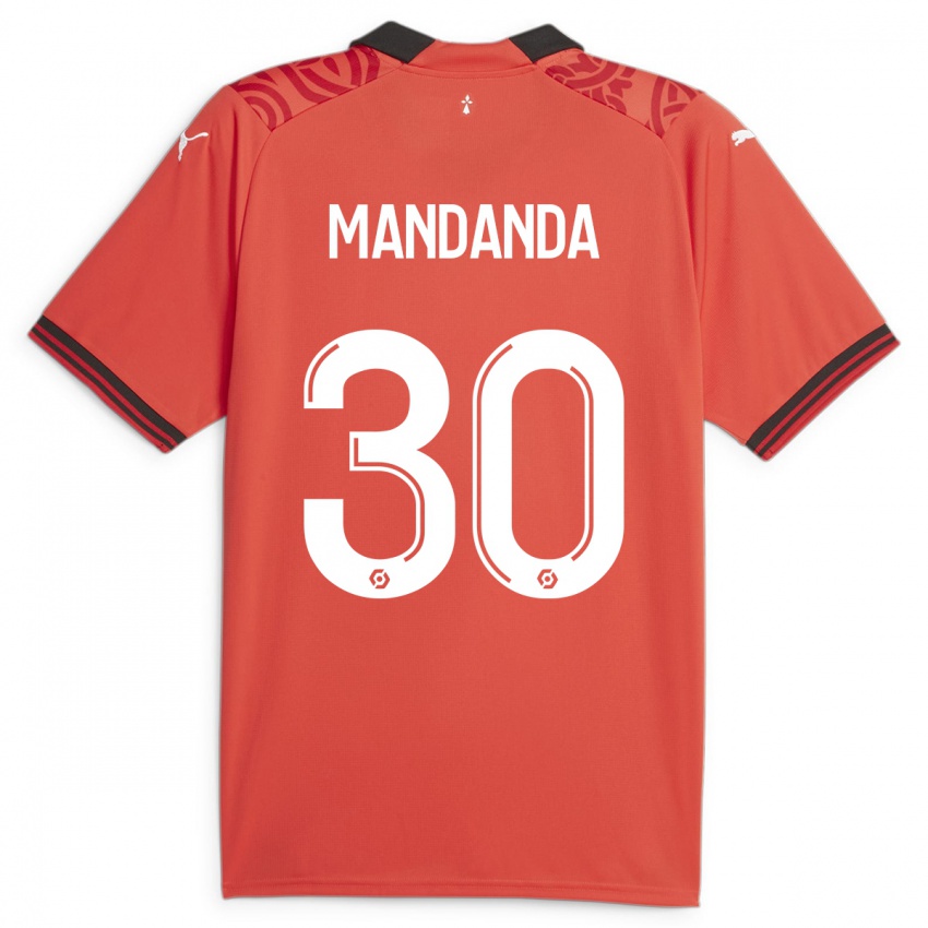 Enfant Maillot Steve Mandanda #30 Rouge Tenues Domicile 2023/24 T-Shirt Belgique