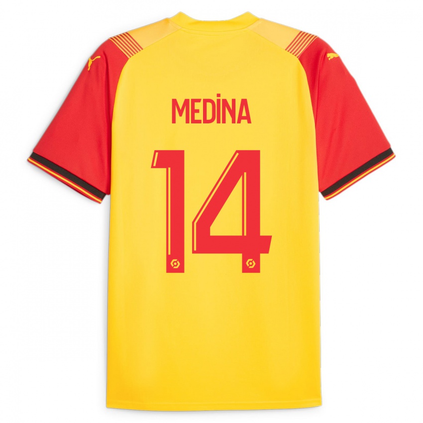 Kinder Facundo Medina #14 Gelb Heimtrikot Trikot 2023/24 T-Shirt Belgien