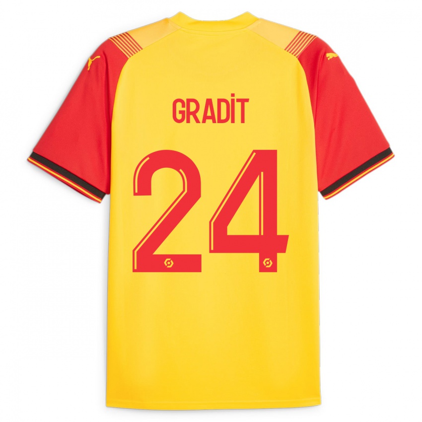 Kinder Jonathan Gradit #24 Gelb Heimtrikot Trikot 2023/24 T-Shirt Belgien