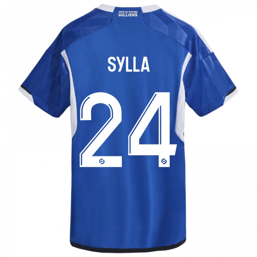 Enfant Maillot Abakar Sylla #24 Bleu Tenues Domicile 2023/24 T-Shirt Belgique