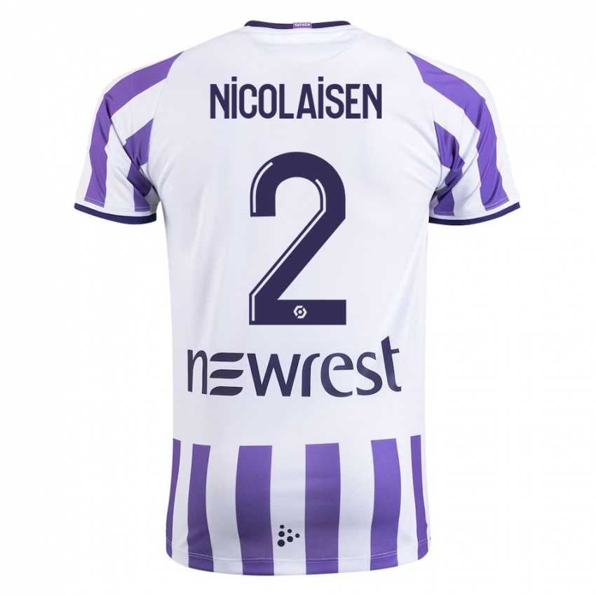 Kinder Rasmus Nicolaisen #2 Weiß Heimtrikot Trikot 2023/24 T-Shirt Belgien