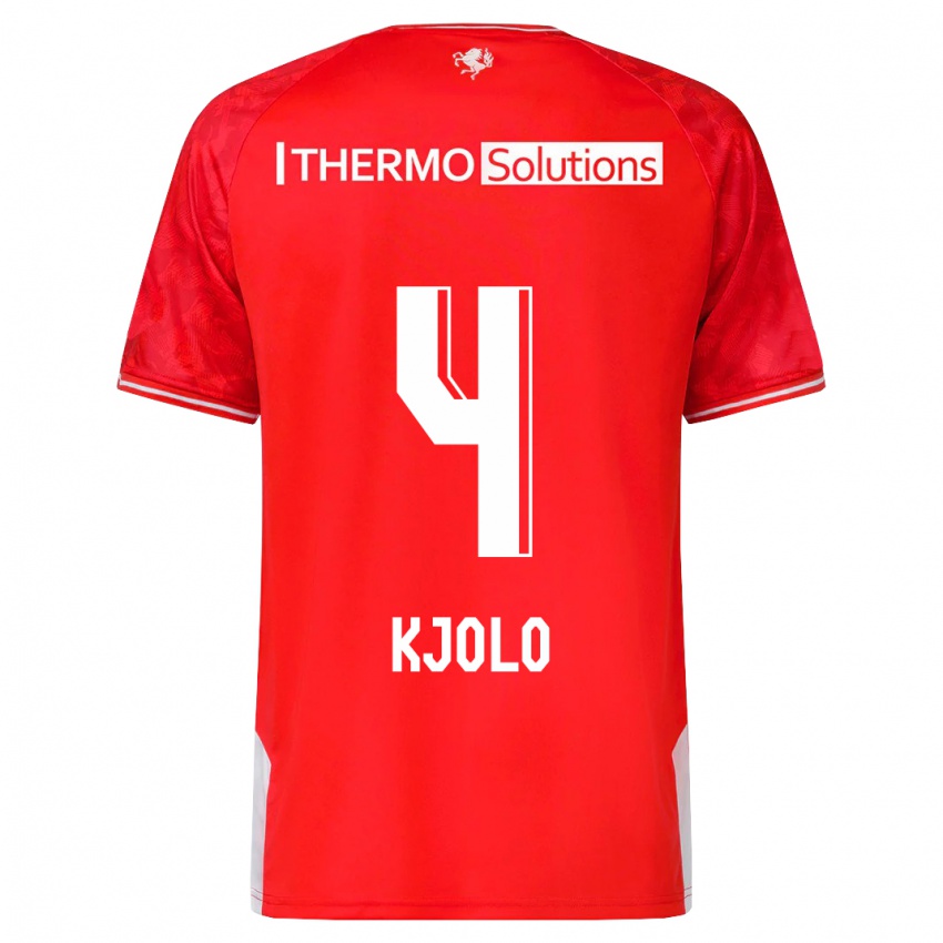 Kinder Mathias Kjølø #4 Rot Heimtrikot Trikot 2023/24 T-Shirt Belgien