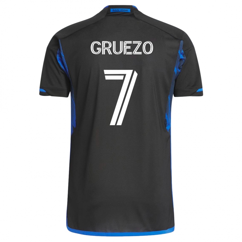 Enfant Maillot Carlos Gruezo #7 Bleu Noir Tenues Domicile 2023/24 T-Shirt Belgique