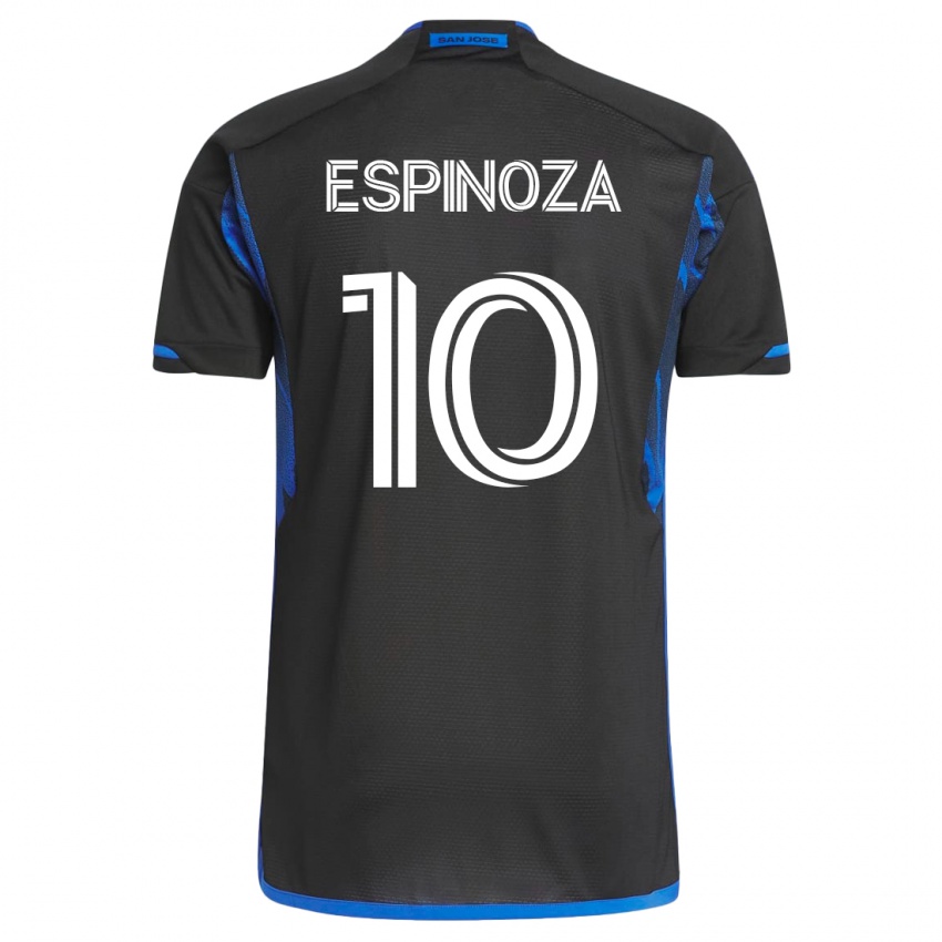 Enfant Maillot Cristian Espinoza #10 Bleu Noir Tenues Domicile 2023/24 T-Shirt Belgique