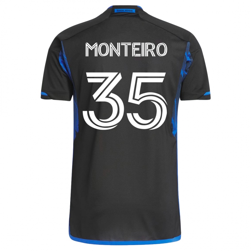 Kinder Jamiro Monteiro #35 Blau Schwarz Heimtrikot Trikot 2023/24 T-Shirt Belgien