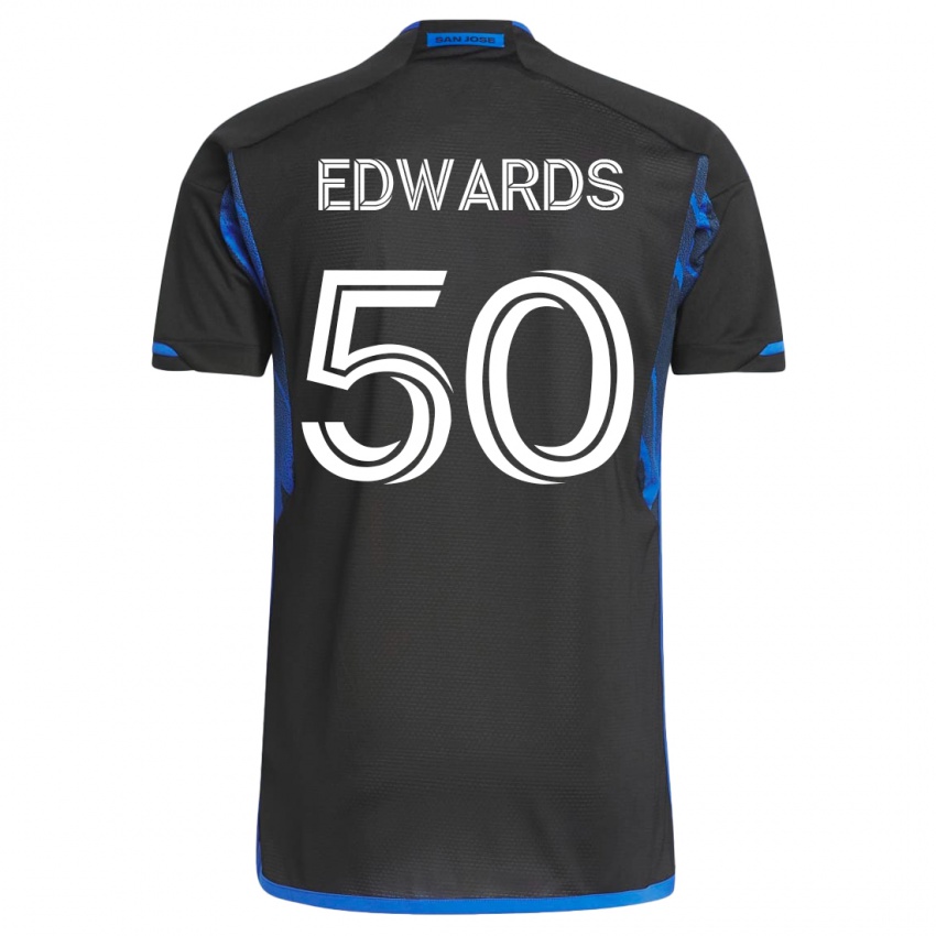 Enfant Maillot Aaron Edwards #50 Bleu Noir Tenues Domicile 2023/24 T-Shirt Belgique