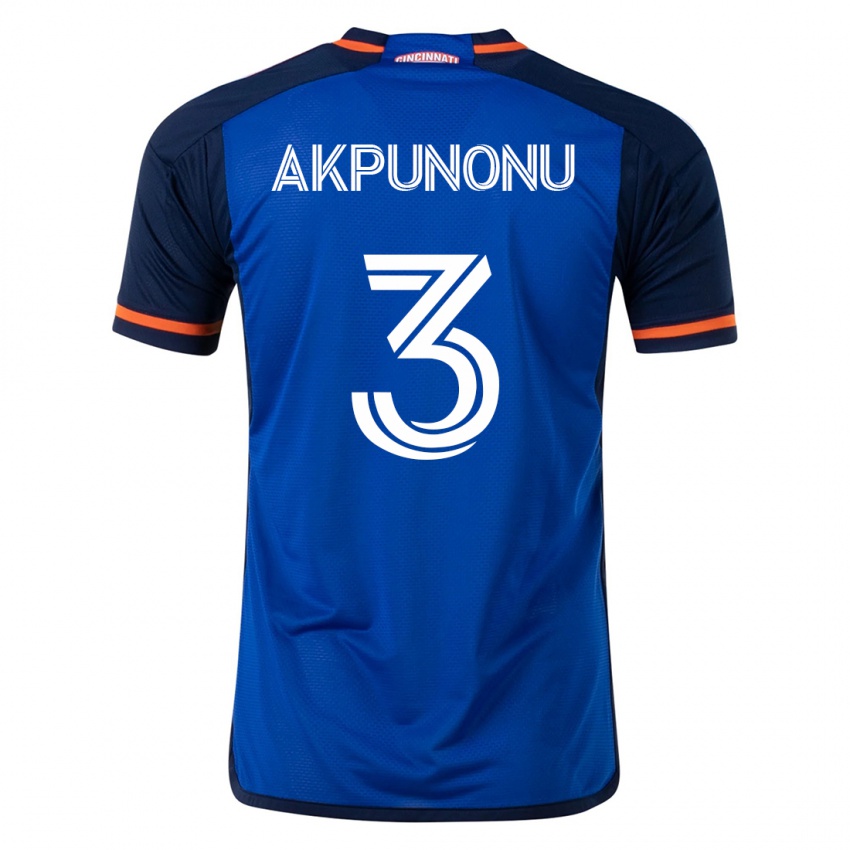Kinderen Joey Akpunonu #3 Blauw Thuisshirt Thuistenue 2023/24 T-Shirt België