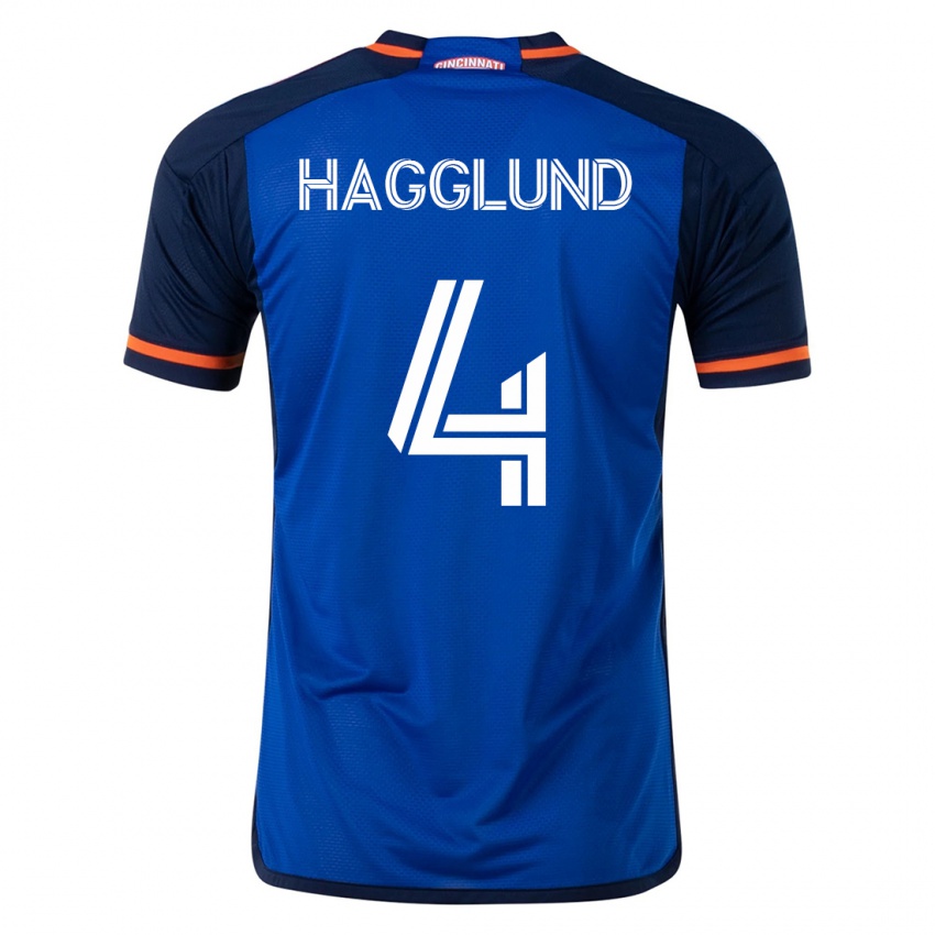 Enfant Maillot Nick Hagglund #4 Bleu Tenues Domicile 2023/24 T-Shirt Belgique