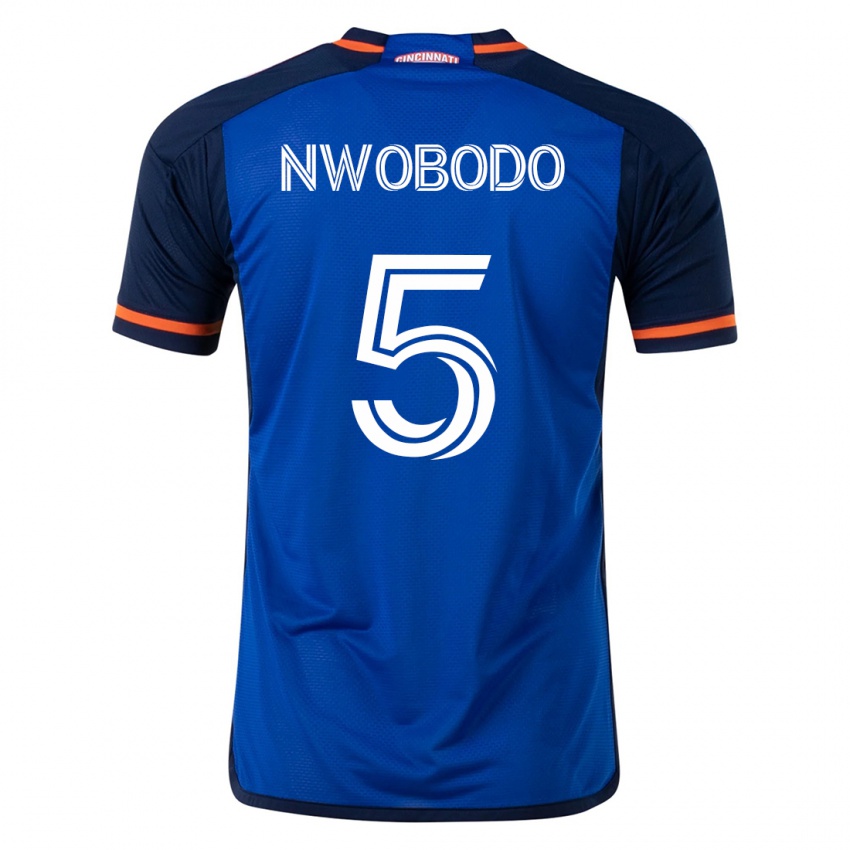 Enfant Maillot Obinna Nwobodo #5 Bleu Tenues Domicile 2023/24 T-Shirt Belgique