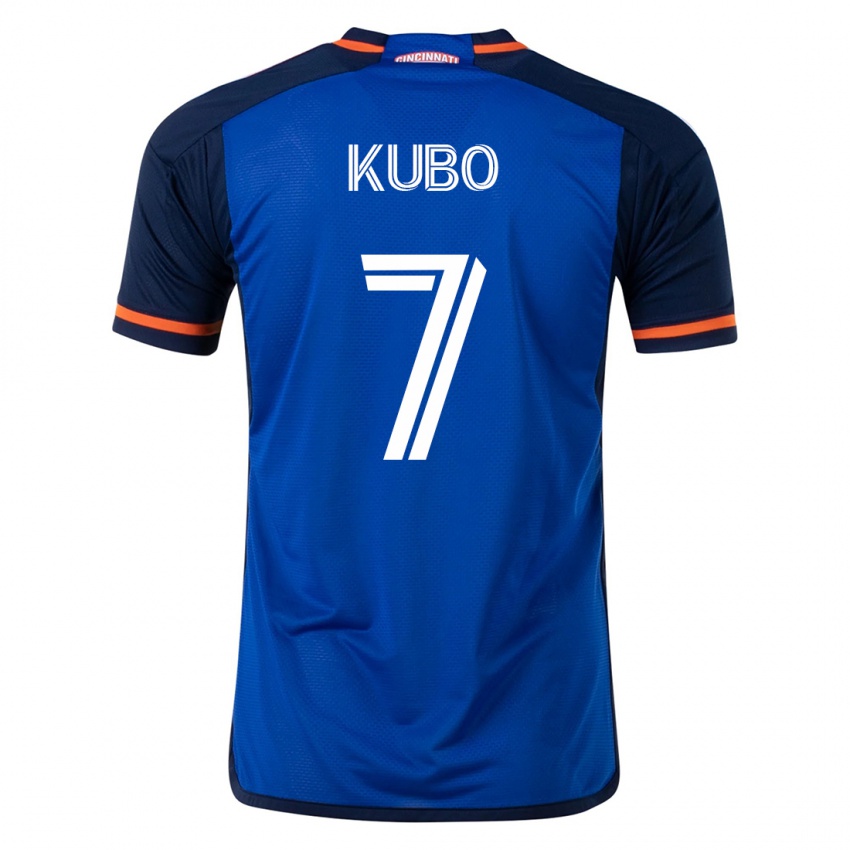 Enfant Maillot Yuya Kubo #7 Bleu Tenues Domicile 2023/24 T-Shirt Belgique