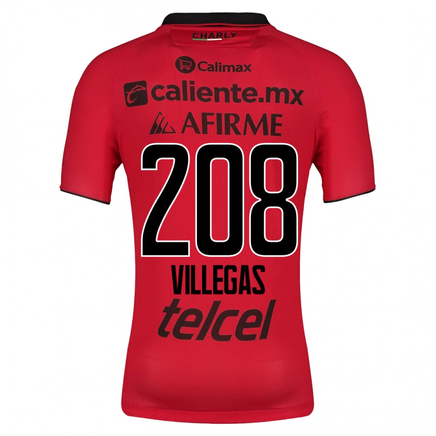 Enfant Maillot Óscar Villegas #208 Rouge Tenues Domicile 2023/24 T-Shirt Belgique