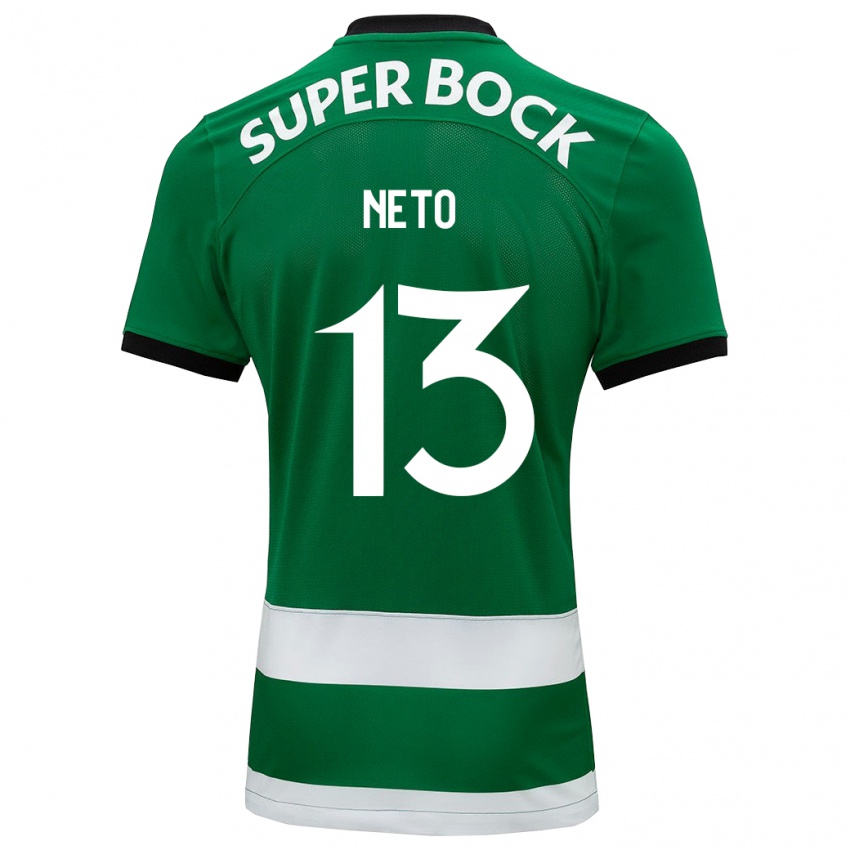 Enfant Maillot Luís Neto #13 Vert Tenues Domicile 2023/24 T-Shirt Belgique