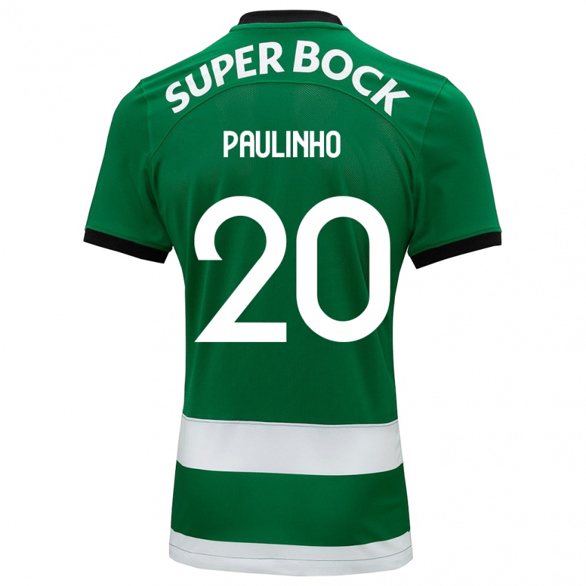 Enfant Maillot Paulinho #20 Vert Tenues Domicile 2023/24 T-Shirt Belgique