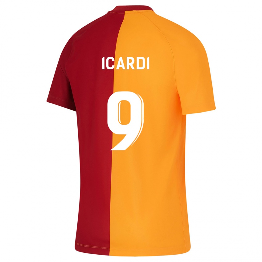Kinder Mauro Icardi #9 Orangefarben Heimtrikot Trikot 2023/24 T-Shirt Belgien