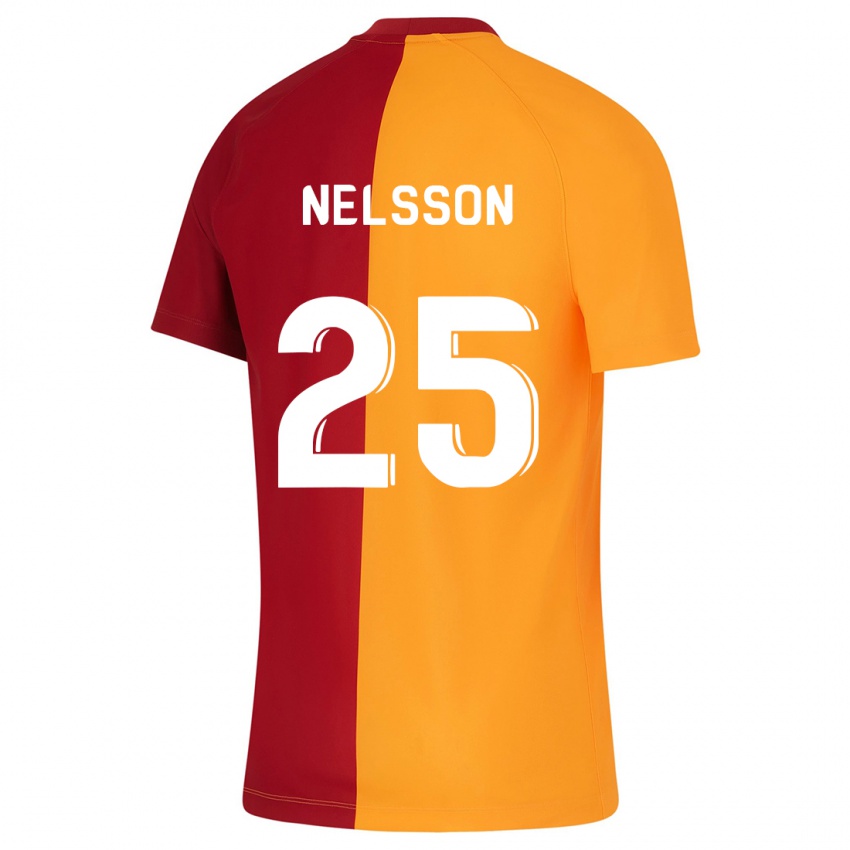 Kinder Victor Nelsson #25 Orangefarben Heimtrikot Trikot 2023/24 T-Shirt Belgien
