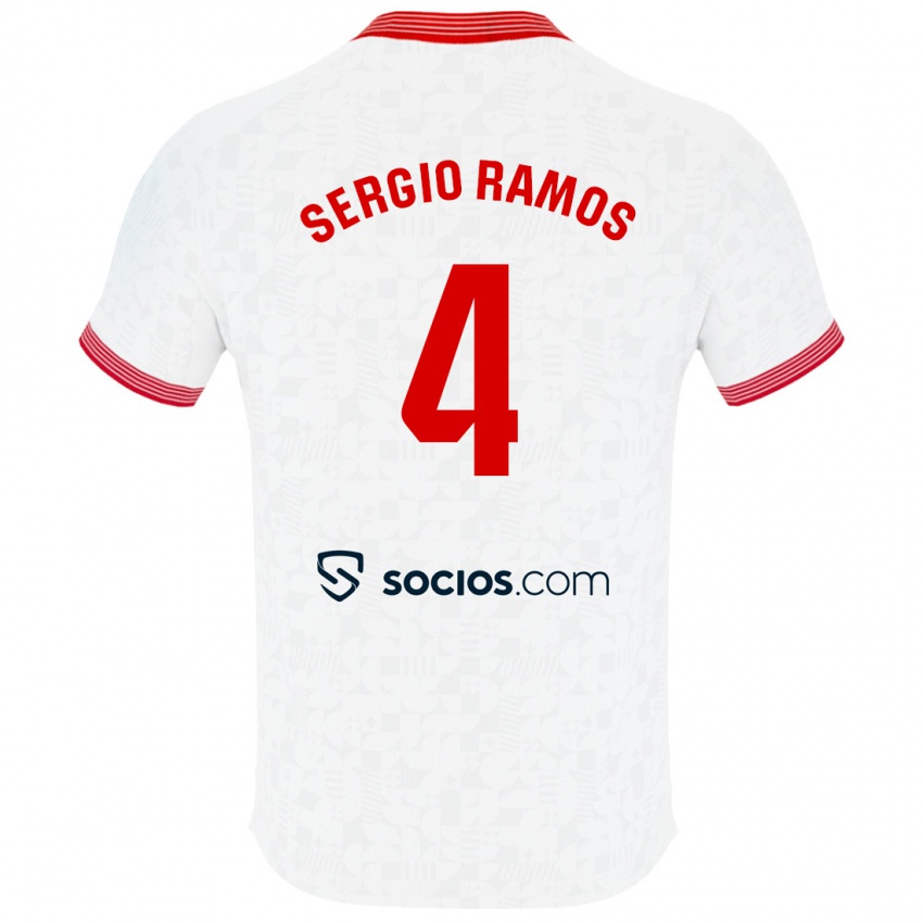 Kinder Sergio Ramos #4 Weiß Heimtrikot Trikot 2023/24 T-Shirt Belgien