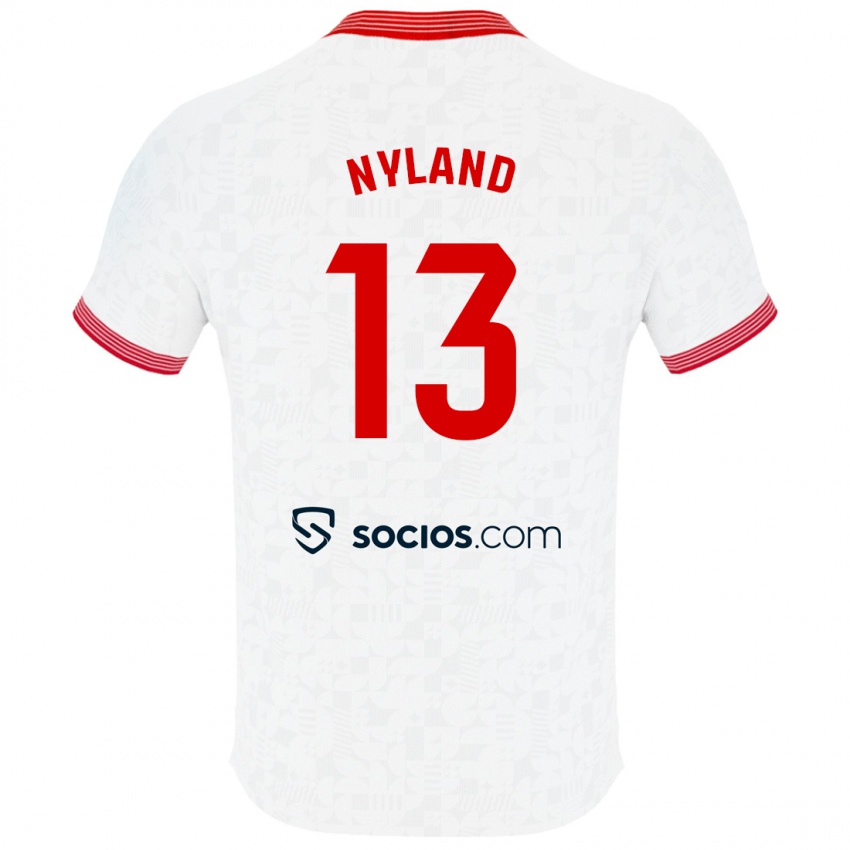 Kinder Ørjan Nyland #13 Weiß Heimtrikot Trikot 2023/24 T-Shirt Belgien