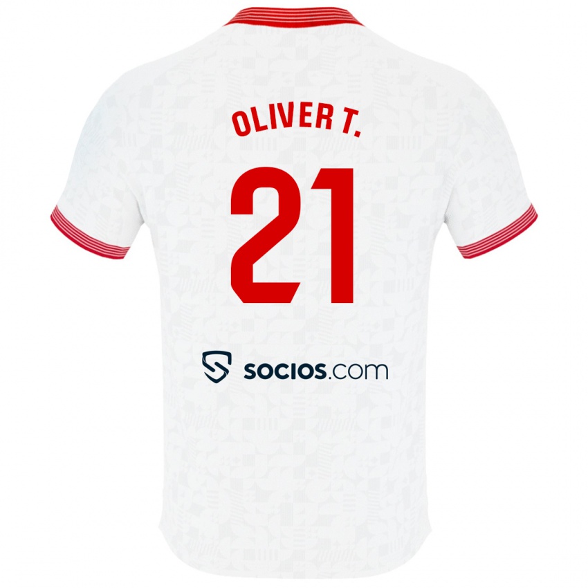 Kinder Óliver Torres #21 Weiß Heimtrikot Trikot 2023/24 T-Shirt Belgien