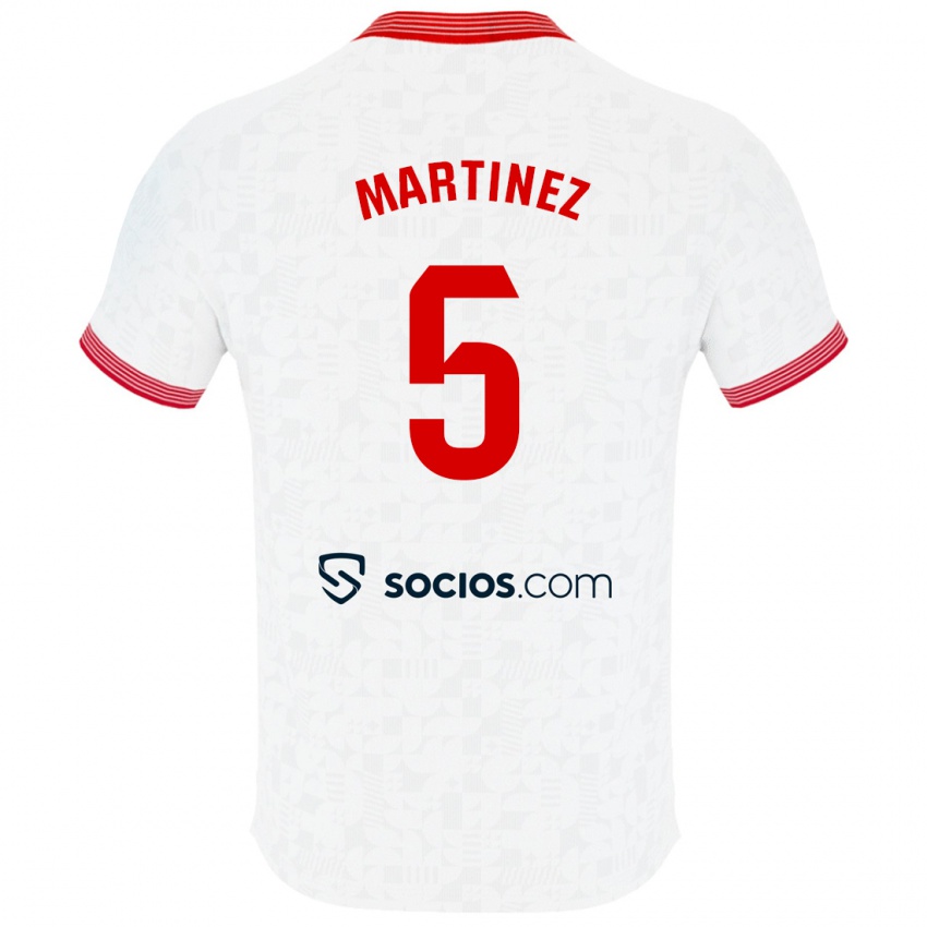 Enfant Maillot Sergio Martínez #5 Blanc Tenues Domicile 2023/24 T-Shirt Belgique