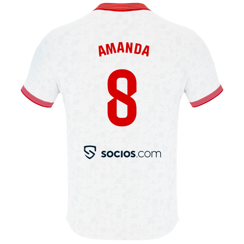 Kinder Amanda Sampedro Bustos #8 Weiß Heimtrikot Trikot 2023/24 T-Shirt Belgien