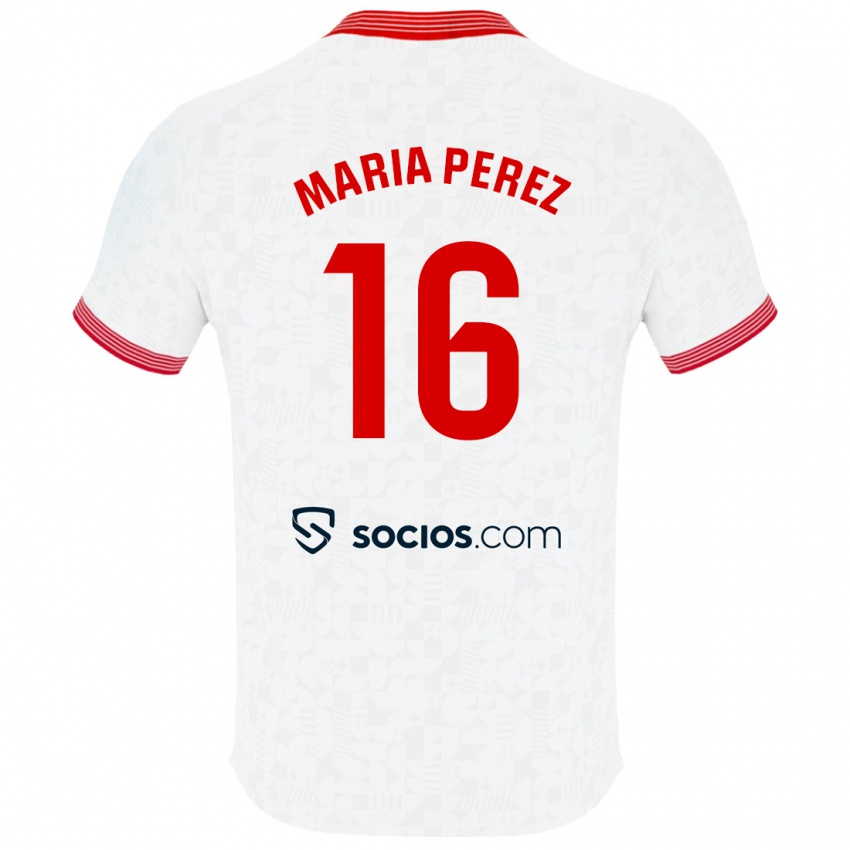 Kinder María Pérez Rabaza #16 Weiß Heimtrikot Trikot 2023/24 T-Shirt Belgien