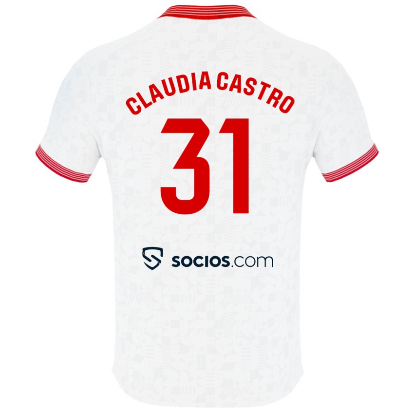 Kinder Claudia Castro Romero #31 Weiß Heimtrikot Trikot 2023/24 T-Shirt Belgien