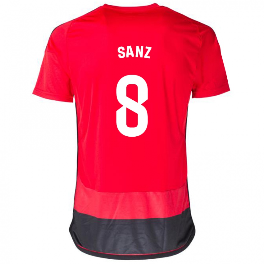 Enfant Maillot Álvaro Sanz #8 Rouge Noir Tenues Domicile 2023/24 T-Shirt Belgique