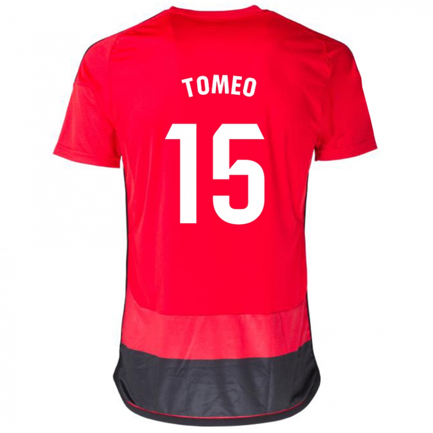 Kinder Pablo Tomeo #15 Rot Schwarz Heimtrikot Trikot 2023/24 T-Shirt Belgien
