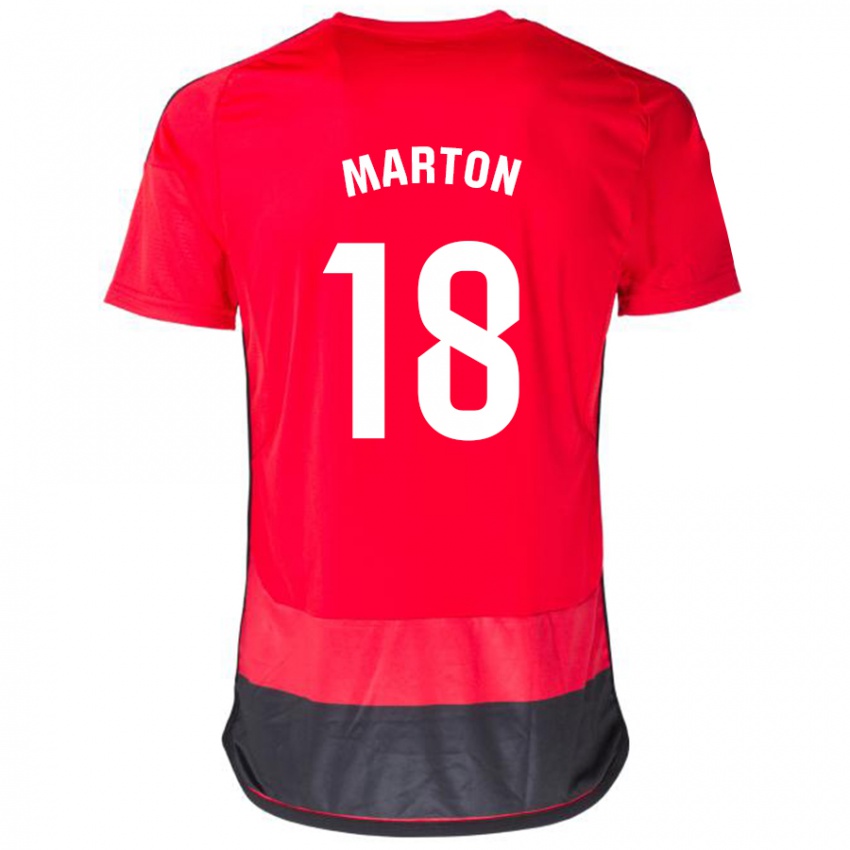 Kinder Javier Martón #18 Rot Schwarz Heimtrikot Trikot 2023/24 T-Shirt Belgien