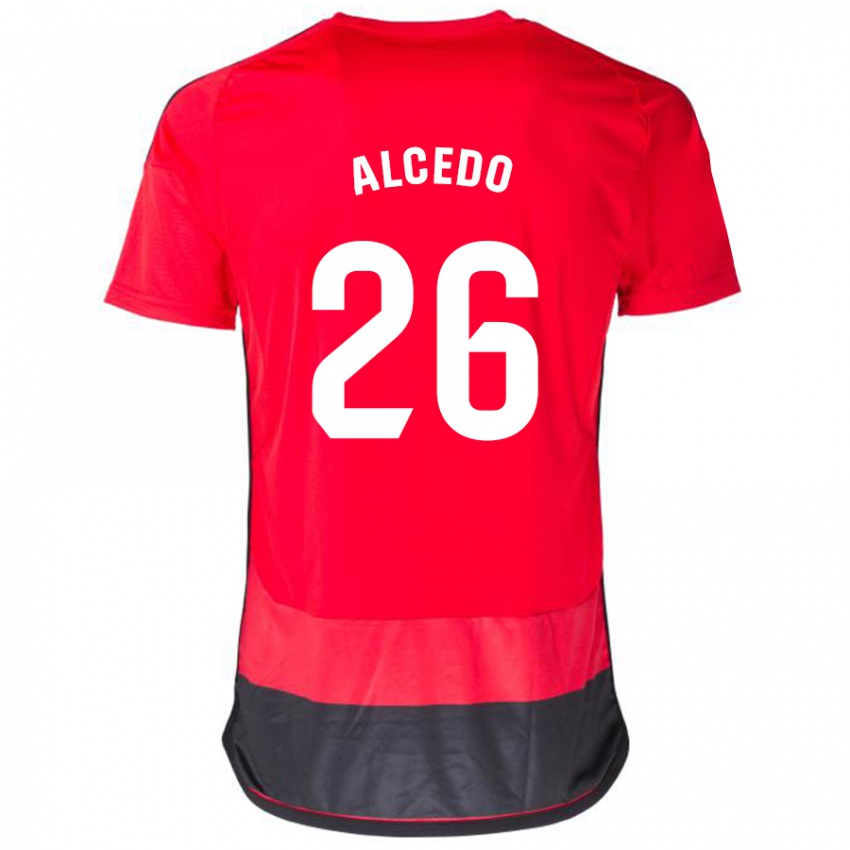 Kinder Juan María Alcedo #26 Rot Schwarz Heimtrikot Trikot 2023/24 T-Shirt Belgien
