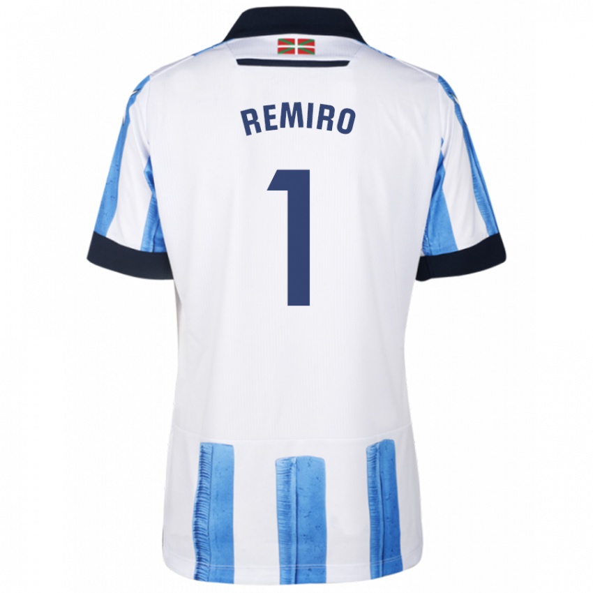Kinder Álex Remiro #1 Blau Weiss Heimtrikot Trikot 2023/24 T-Shirt Belgien