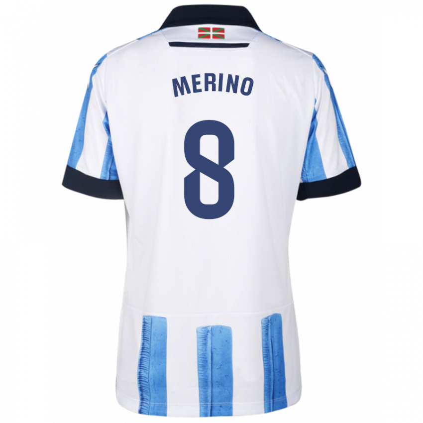 Kinderen Mikel Merino #8 Blauw Wit Thuisshirt Thuistenue 2023/24 T-Shirt België