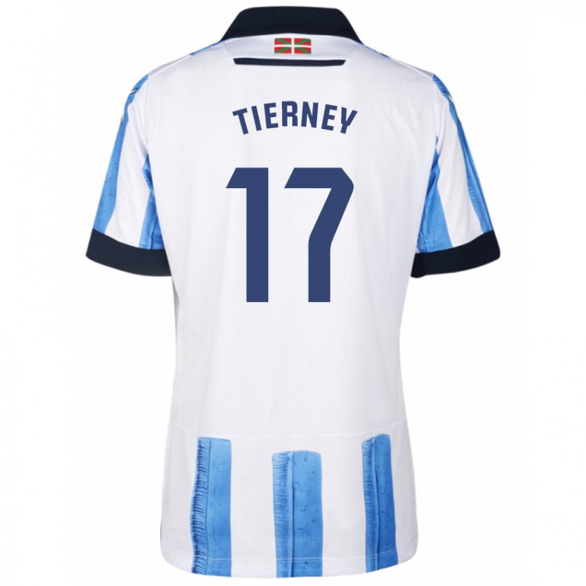 Kinder Kieran Tierney #17 Blau Weiss Heimtrikot Trikot 2023/24 T-Shirt Belgien
