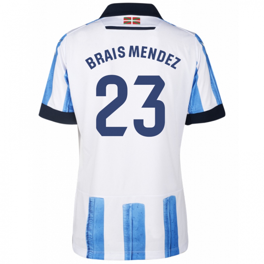 Kinder Brais Méndez #23 Blau Weiss Heimtrikot Trikot 2023/24 T-Shirt Belgien