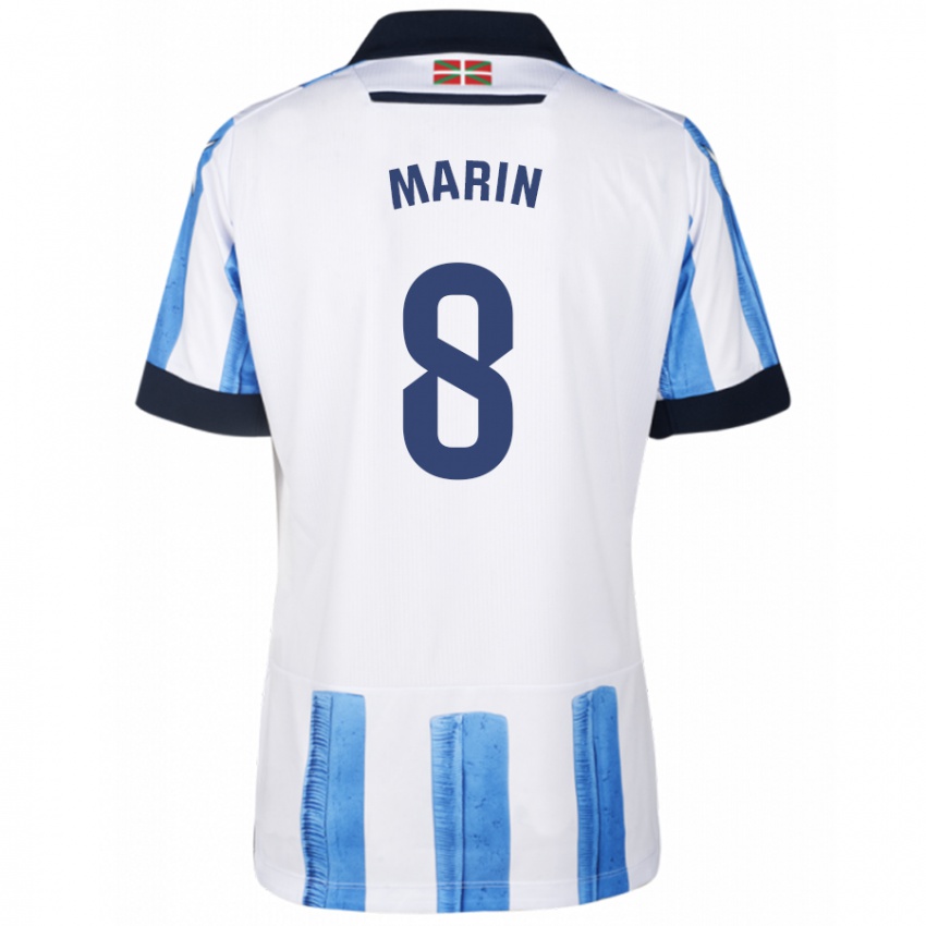 Kinder Pablo Marín #8 Blau Weiss Heimtrikot Trikot 2023/24 T-Shirt Belgien