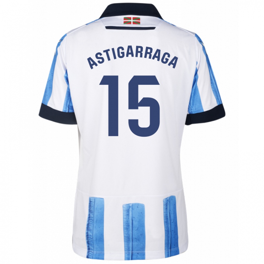 Kinder Eneko Astigarraga #15 Blau Weiss Heimtrikot Trikot 2023/24 T-Shirt Belgien