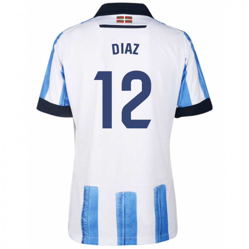 Kinder Ekain Díaz #12 Blau Weiss Heimtrikot Trikot 2023/24 T-Shirt Belgien
