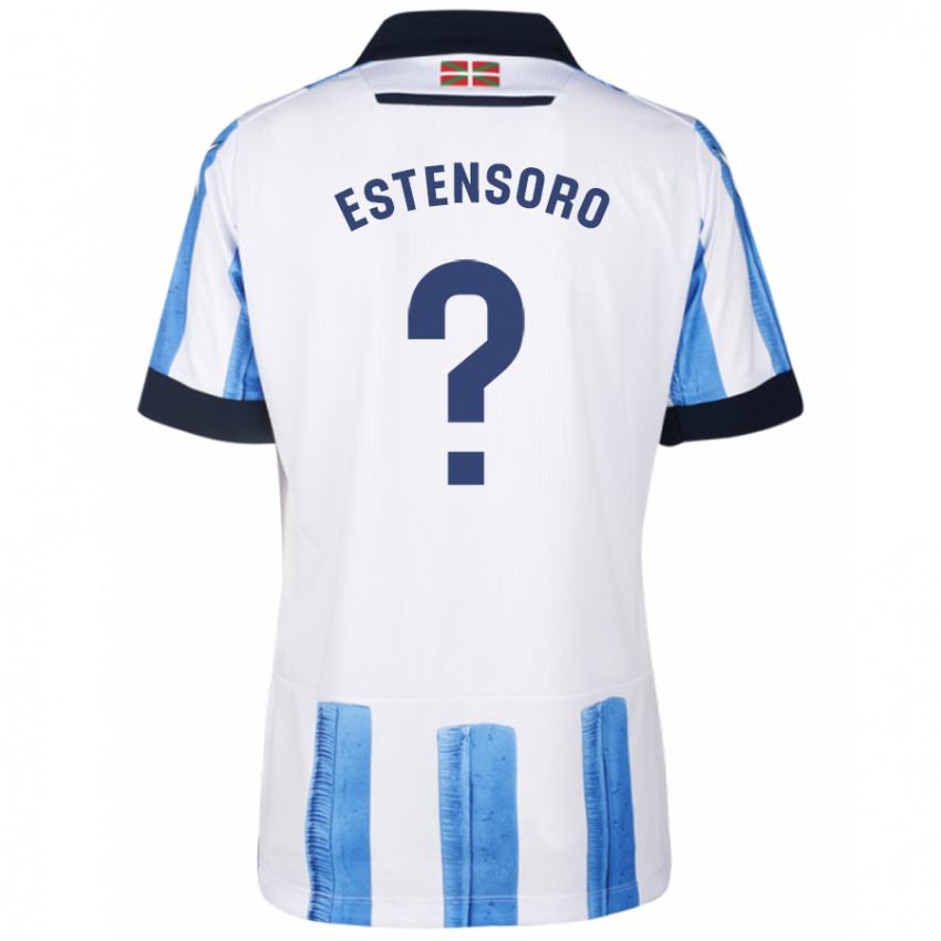 Kinderen Patxi Aizpurua Estensoro #0 Blauw Wit Thuisshirt Thuistenue 2023/24 T-Shirt België