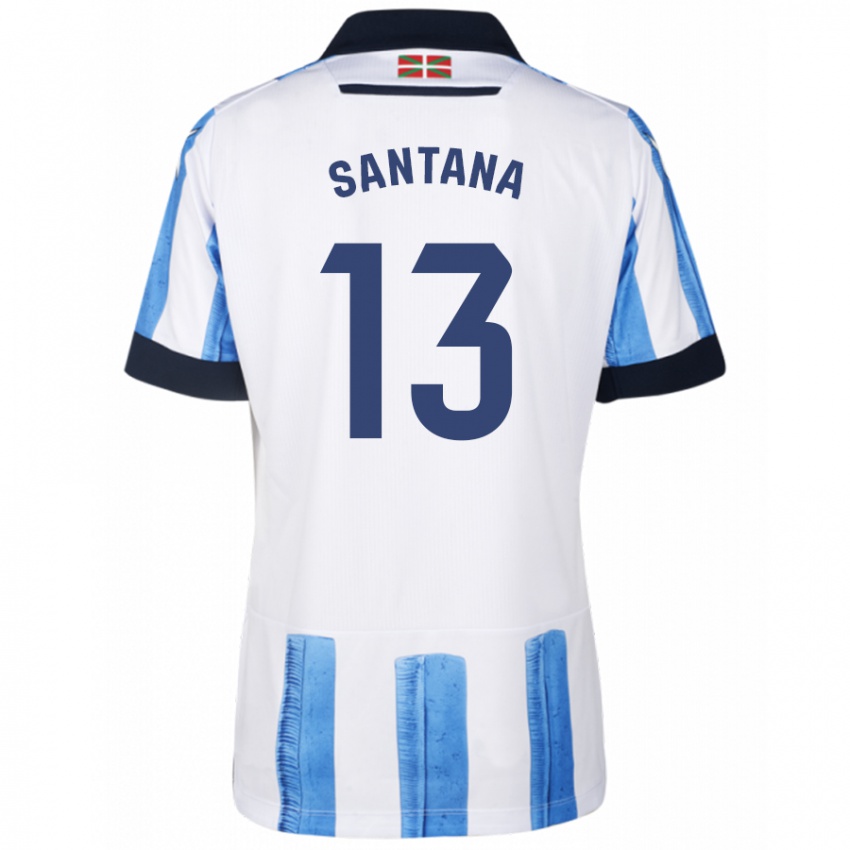 Kinderen Olatz Santana #13 Blauw Wit Thuisshirt Thuistenue 2023/24 T-Shirt België