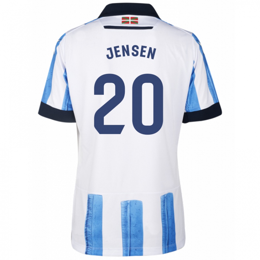 Kinder Synne Jensen #20 Blau Weiss Heimtrikot Trikot 2023/24 T-Shirt Belgien