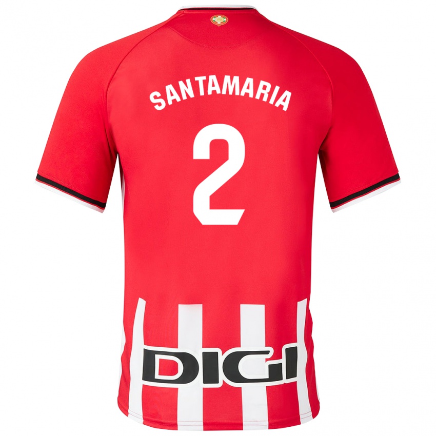 Enfant Maillot Unai Santamaría #2 Rouge Tenues Domicile 2023/24 T-Shirt Belgique