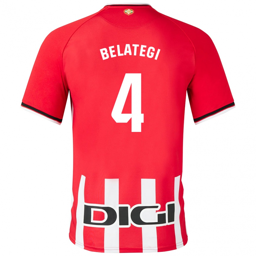 Enfant Maillot Danel Belategi #4 Rouge Tenues Domicile 2023/24 T-Shirt Belgique