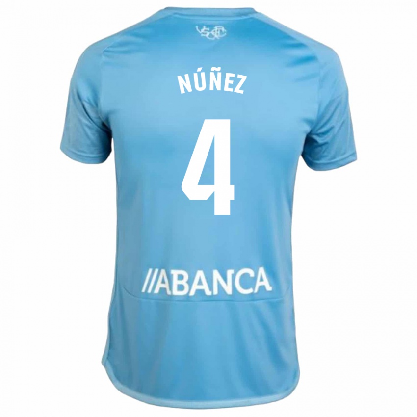 Kinder Unai Núñez #4 Blau Heimtrikot Trikot 2023/24 T-Shirt Belgien