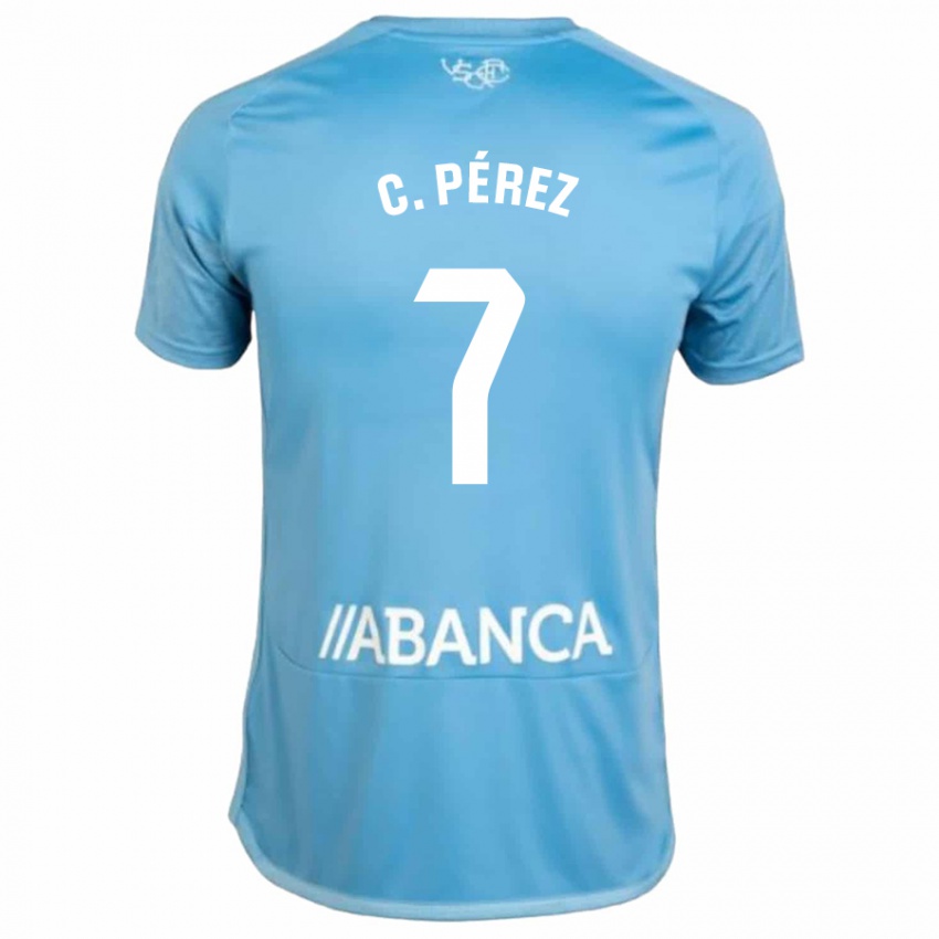 Enfant Maillot Carles Perez #7 Bleu Tenues Domicile 2023/24 T-Shirt Belgique
