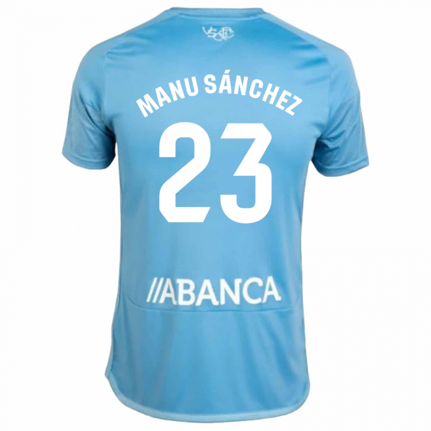 Enfant Maillot Manu Sanchez #23 Bleu Tenues Domicile 2023/24 T-Shirt Belgique