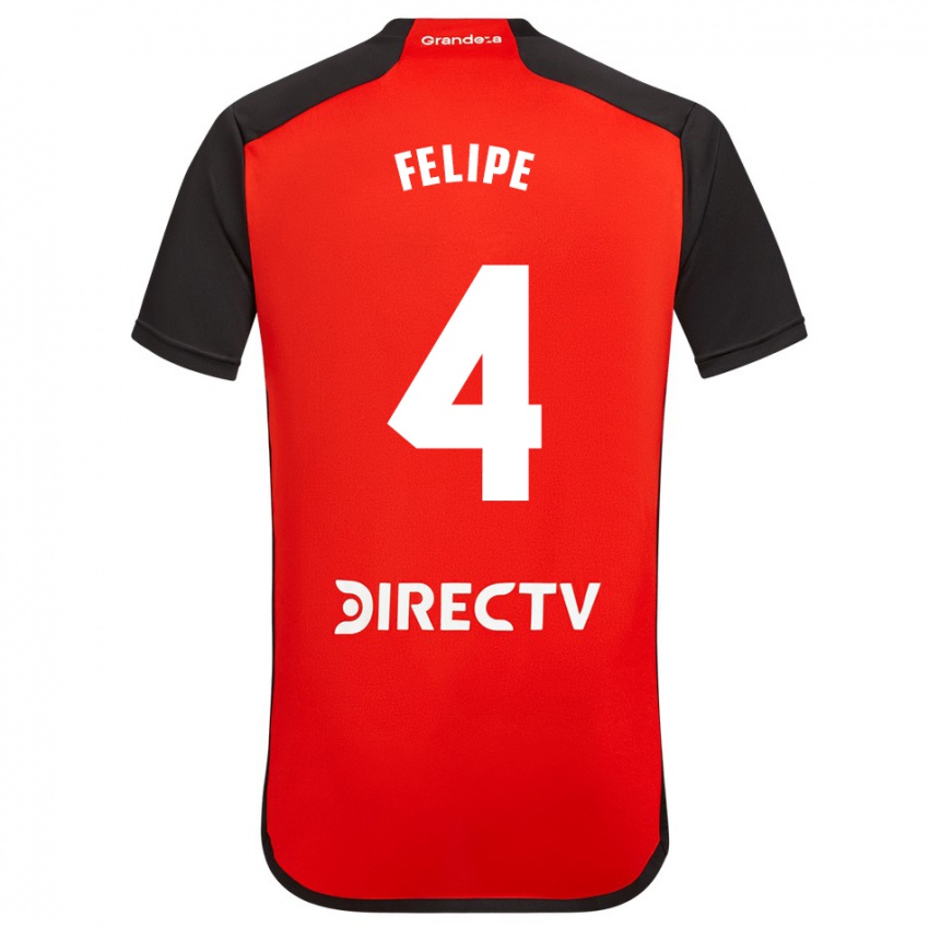 Kinder Carina Felipe Silva #4 Rot Auswärtstrikot Trikot 2023/24 T-Shirt Belgien